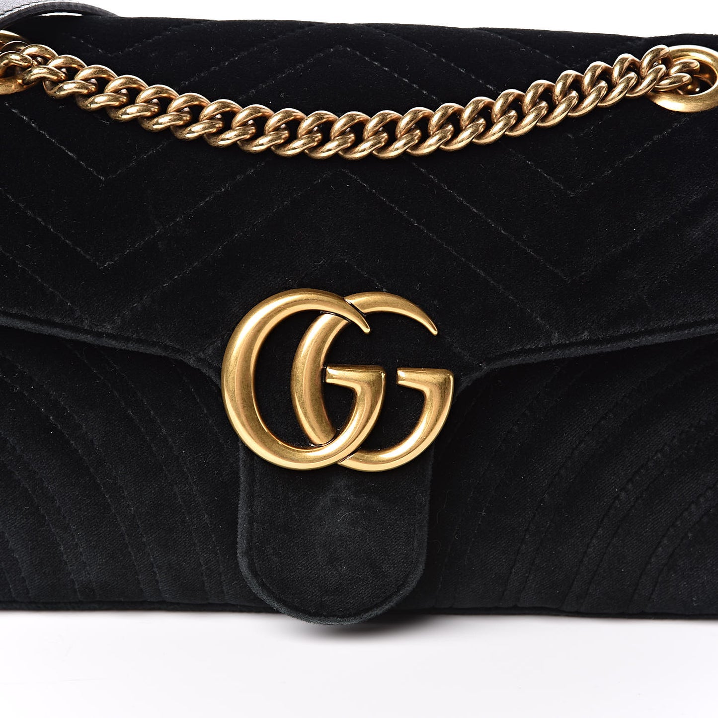 Velvet Matelasse Small GG Marmont Shoulder Bag Black