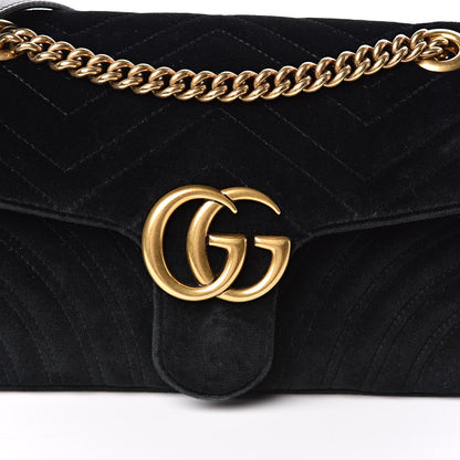 Gucci Velvet Matelasse Small GG Marmont Shoulder Bag Black 11 of 11