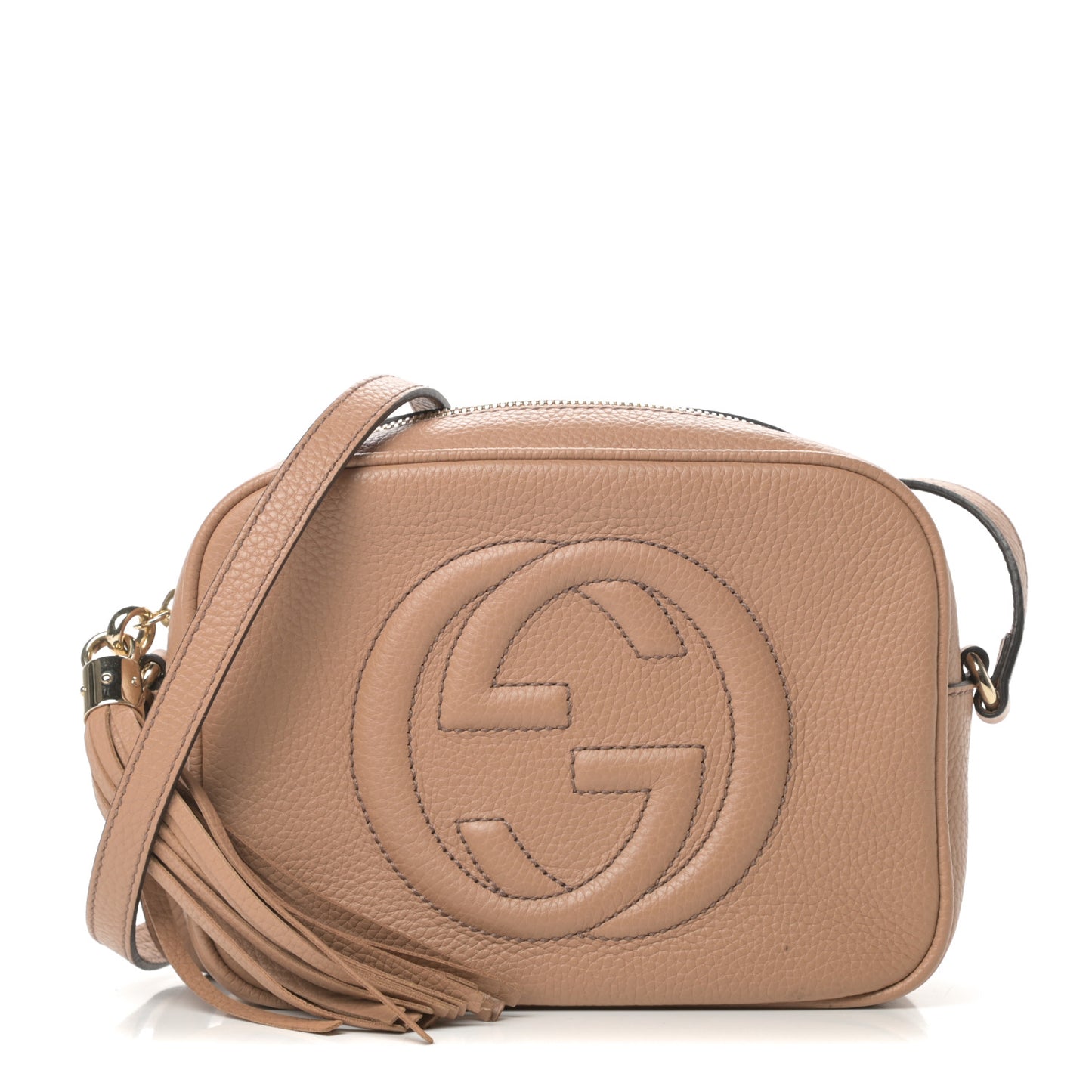 Pebbled Calfskin Small Soho Disco Bag Rose Beige
