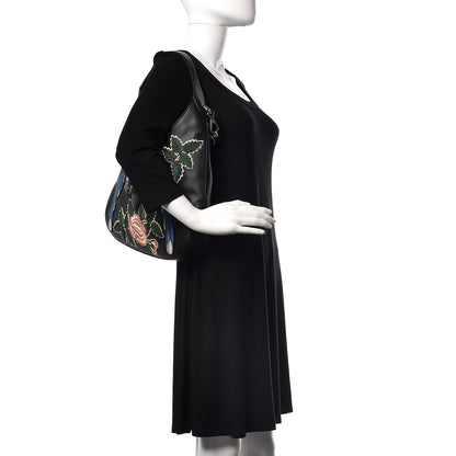 Gucci Calfskin Web Garden Collection Embroidered Medium Dionysus Hobo Black 3 of 13