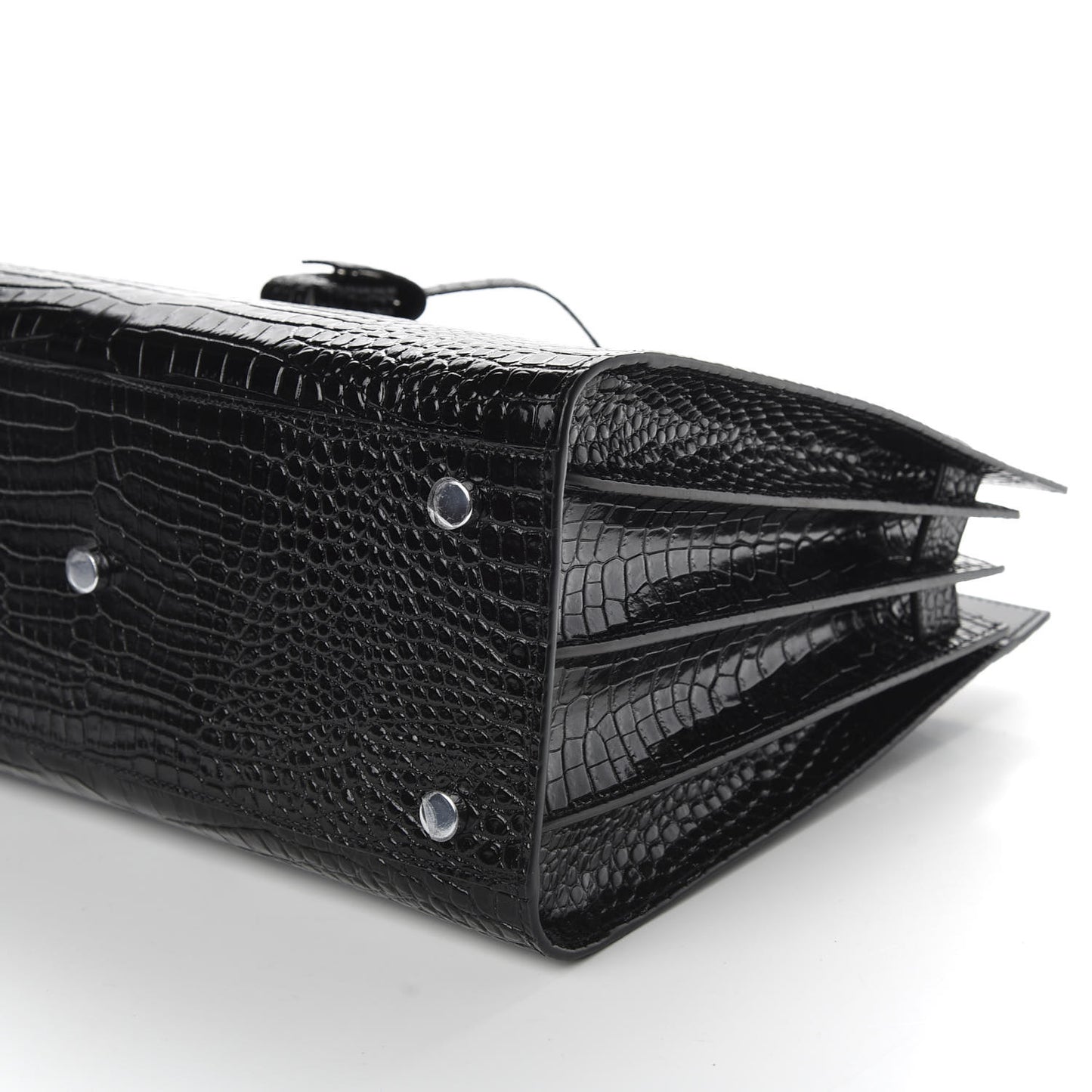Calfskin Crocodile Embossed Small Sac de Jour Black