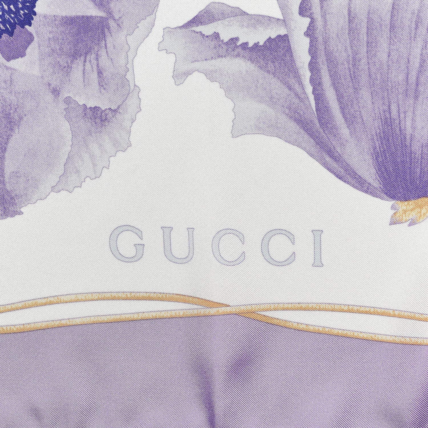 Gucci Silk Floral Square Scarf Purple 4 of 5
