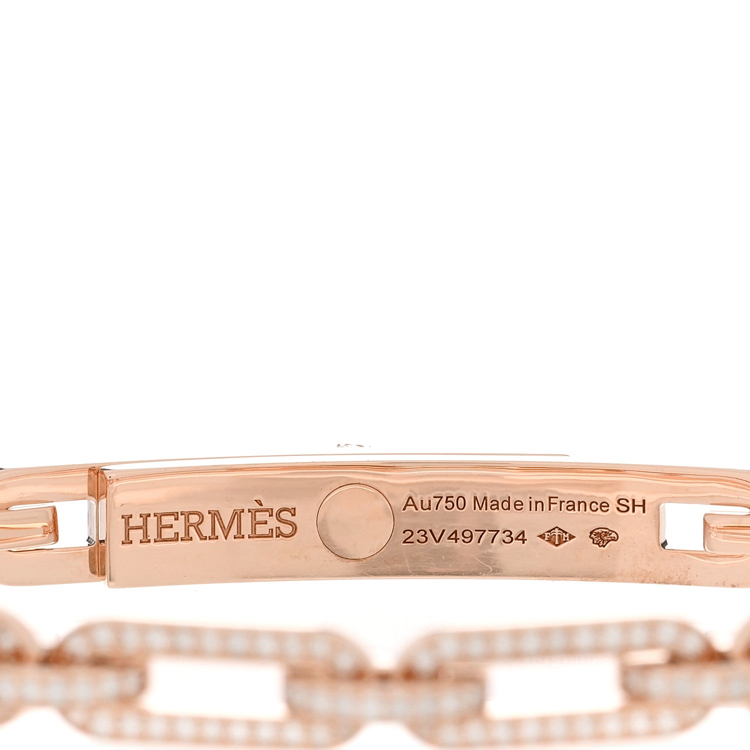 Hermes 18K Rose Gold Diamond Full Pave PM Kelly Chaine Bracelet SH 3 of 4