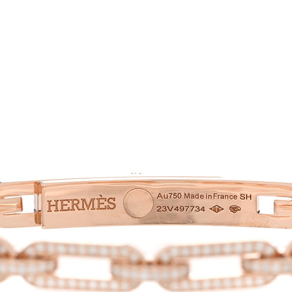 Hermes 18K Rose Gold Diamond Full Pave PM Kelly Chaine Bracelet SH 3 of 4