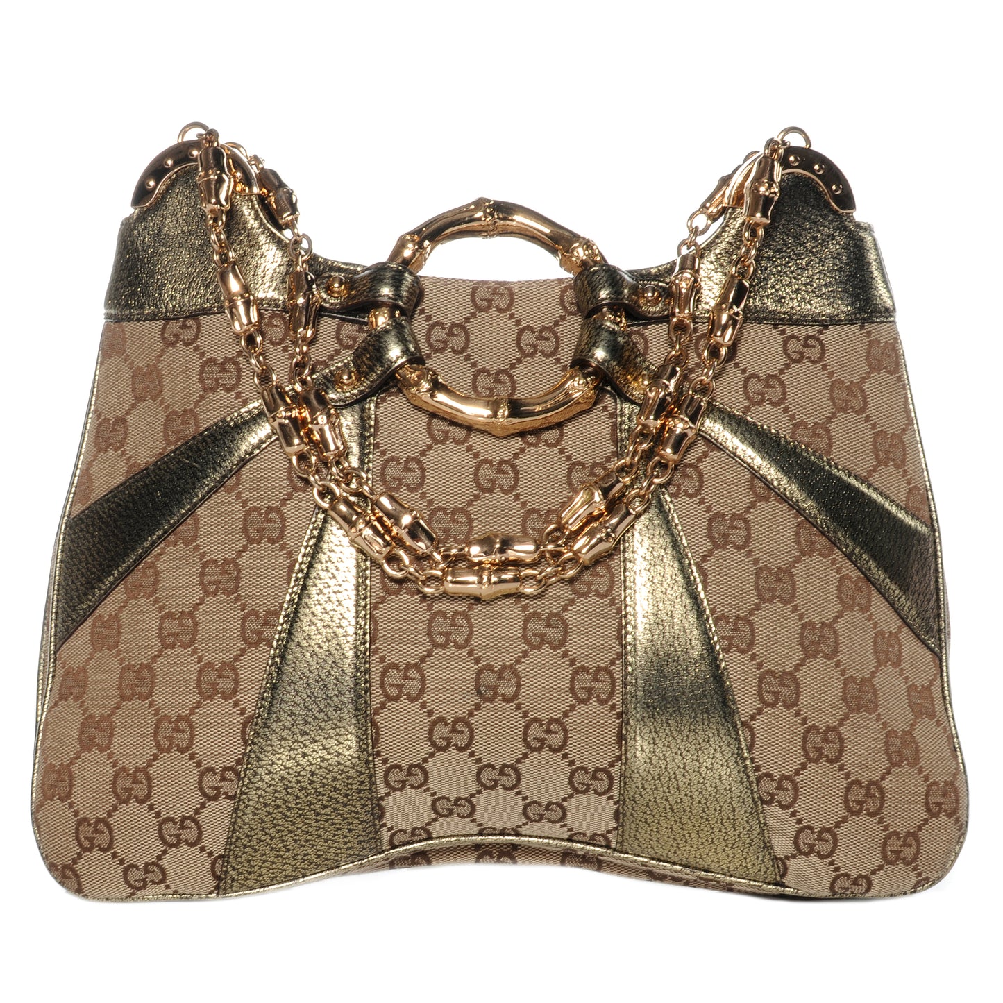 Monogram Bamboo Chain Shoulder Bag Metallic