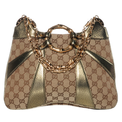 Gucci Monogram Bamboo Chain Shoulder Bag Metallic 1 of 8