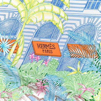 Hermes Silk Twill Faubourg Tropical Scarf 90 Bleu Vert Jaune 2 of 7