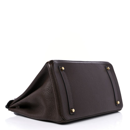 Hermes Taurillon Clemence Birkin 35 Chocolate 3 of 14