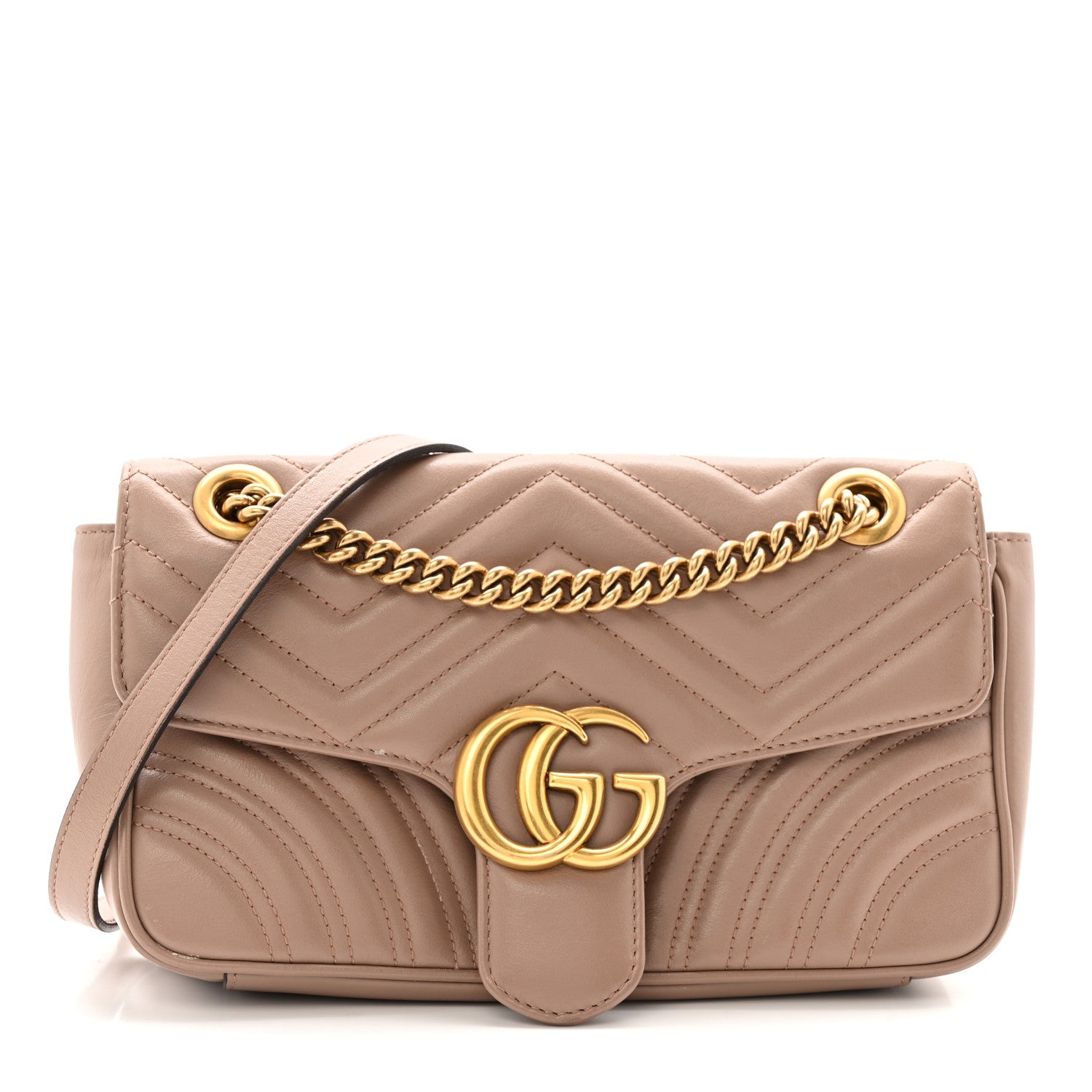 Gucci Calfskin Matelasse Small GG Marmont Shoulder Bag Porcelain Rose 1 of 13