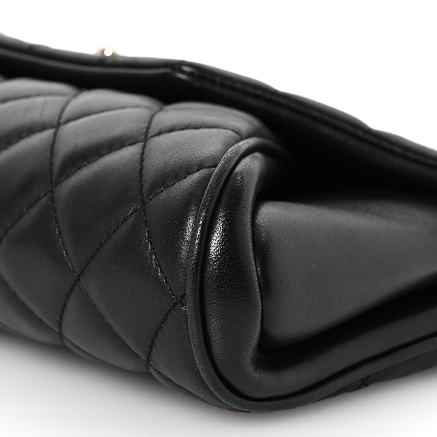 Lambskin Quilted Fold Up Again Clutch Black