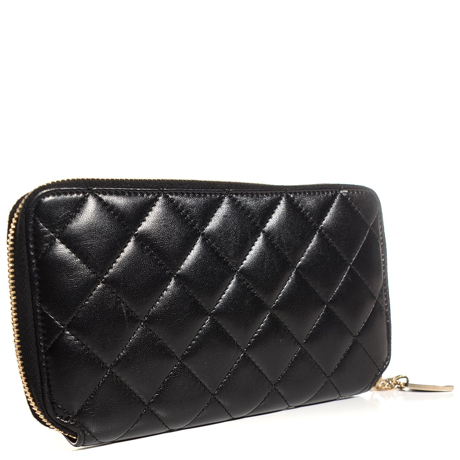 Chanel Glazed Calfskin Quilted Reissue Zip Around Wallet Black 3 of 8
