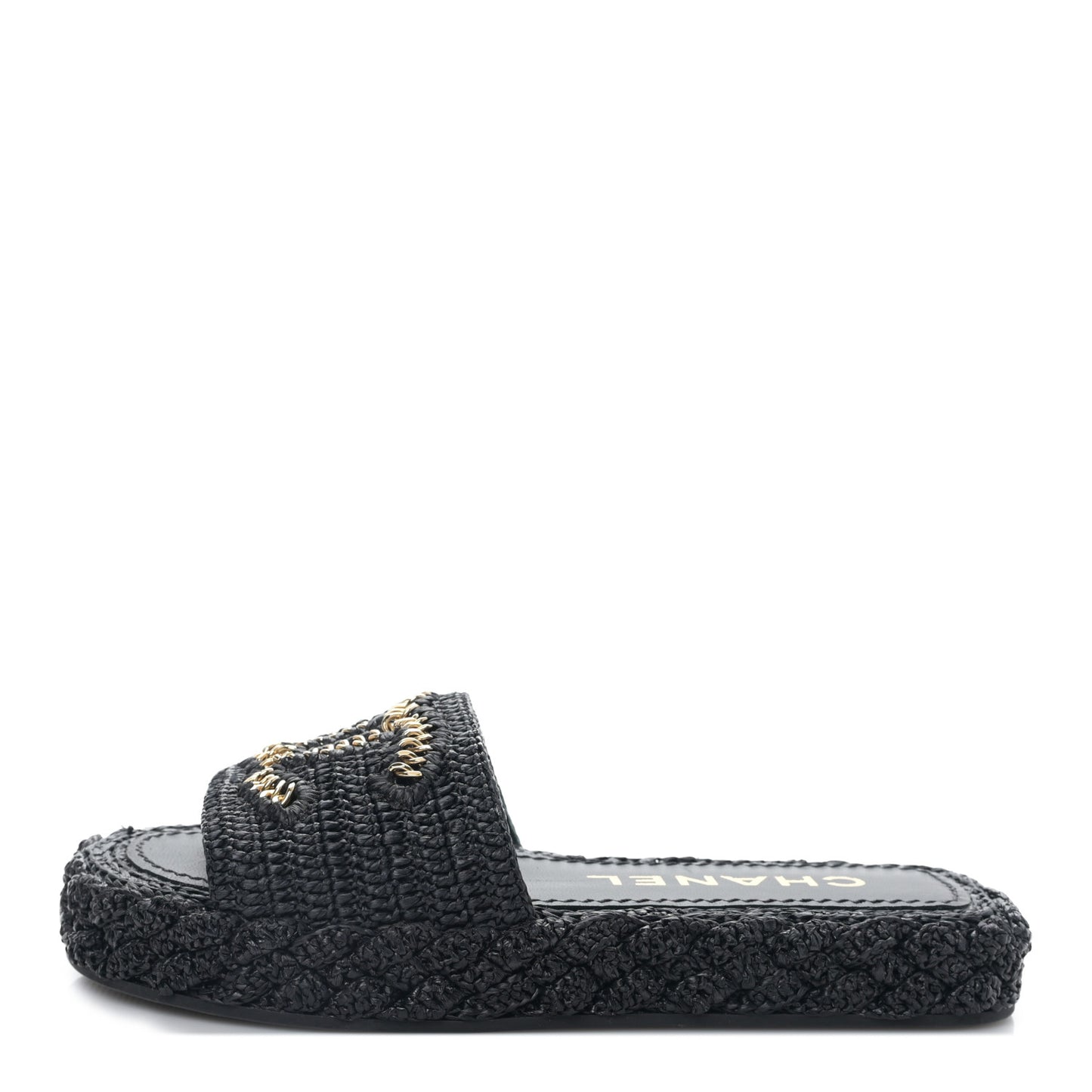 Braided Cord CC Espadrille Slip On Sandals 35 Navy Blue