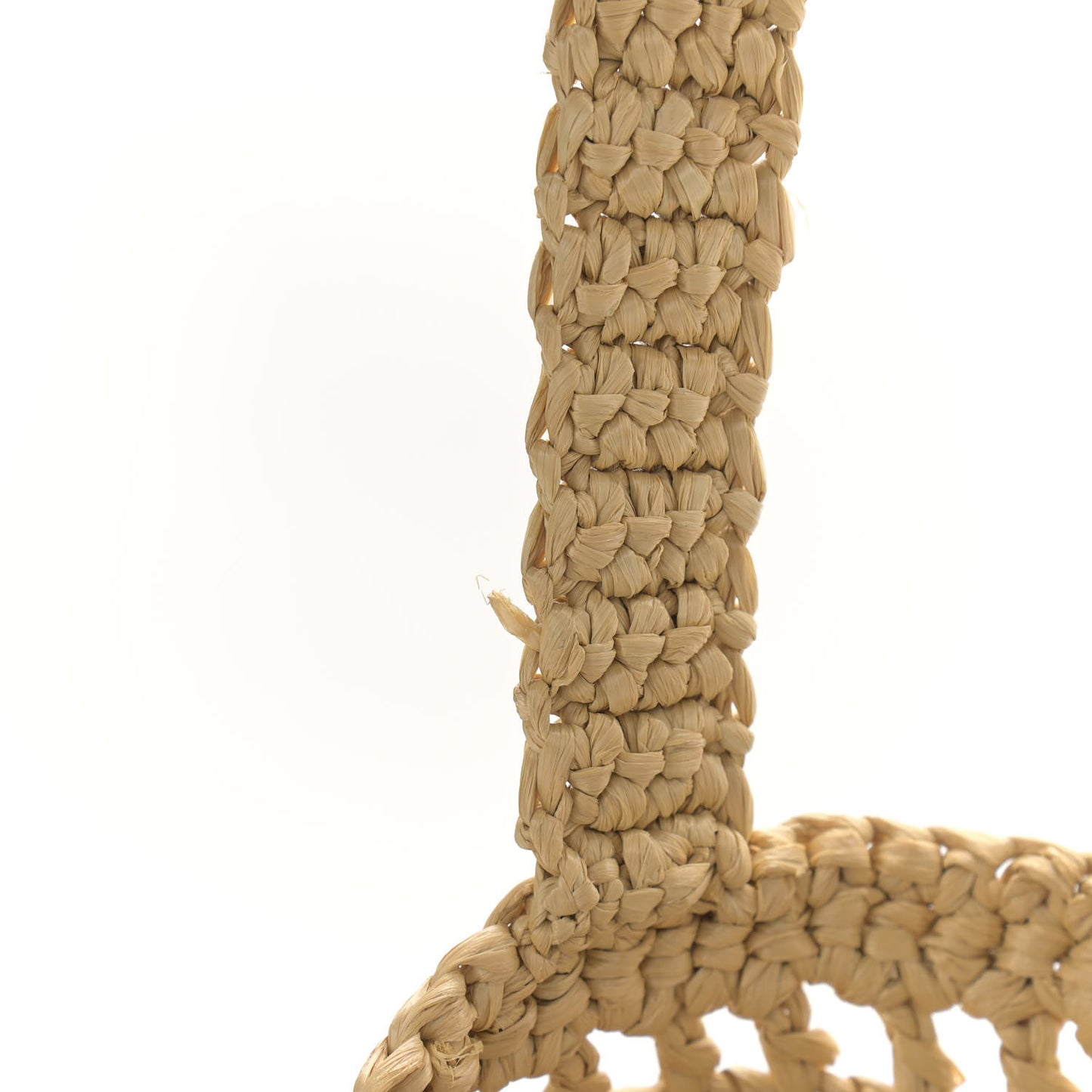 Yarn Raffia Effect Crochet Logo Embroidered Tote Bag Naturale