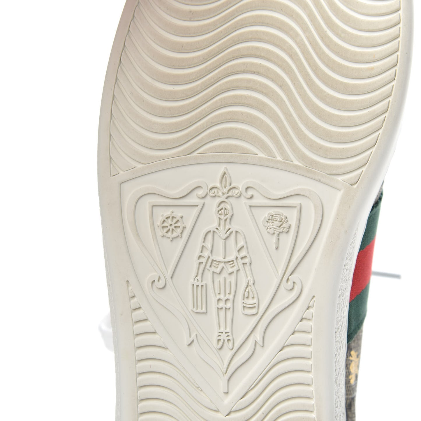 GG Supreme Monogram Bees Ayers Web Womens Ace Sneakers 37 Beige Oro Green Red