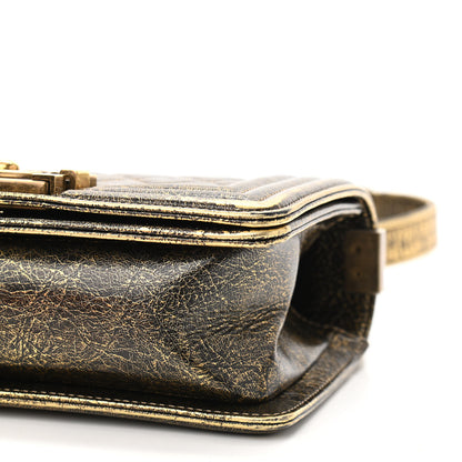 Chanel Cracked Metallic Calfskin Quilted Small Boy Flap Gold 10 of 10