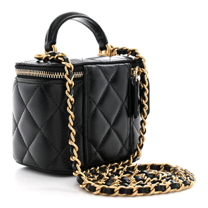 Chanel Lambskin Quilted Top Handle Mini Vanity Case With Chain Black 3 of 10