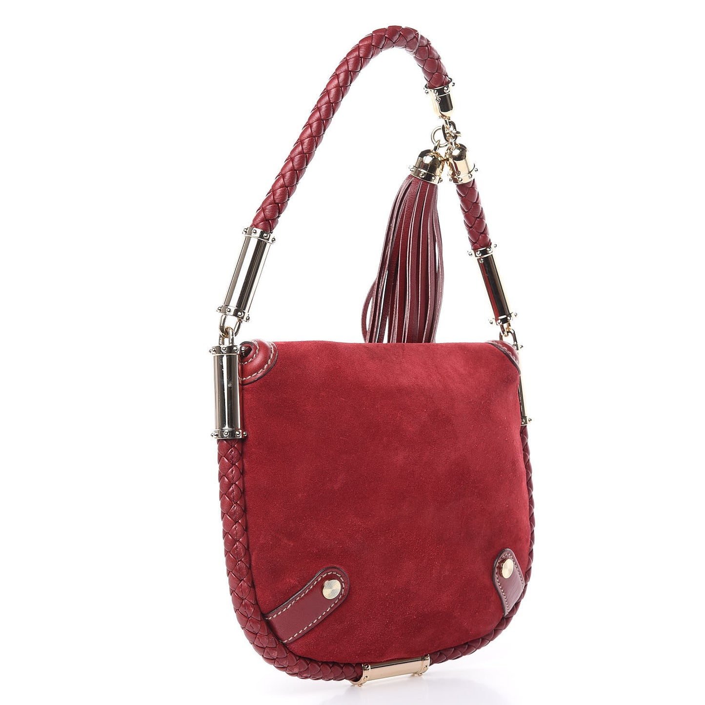 Suede Small Britt Tassel Shoulder Bag Dark Red