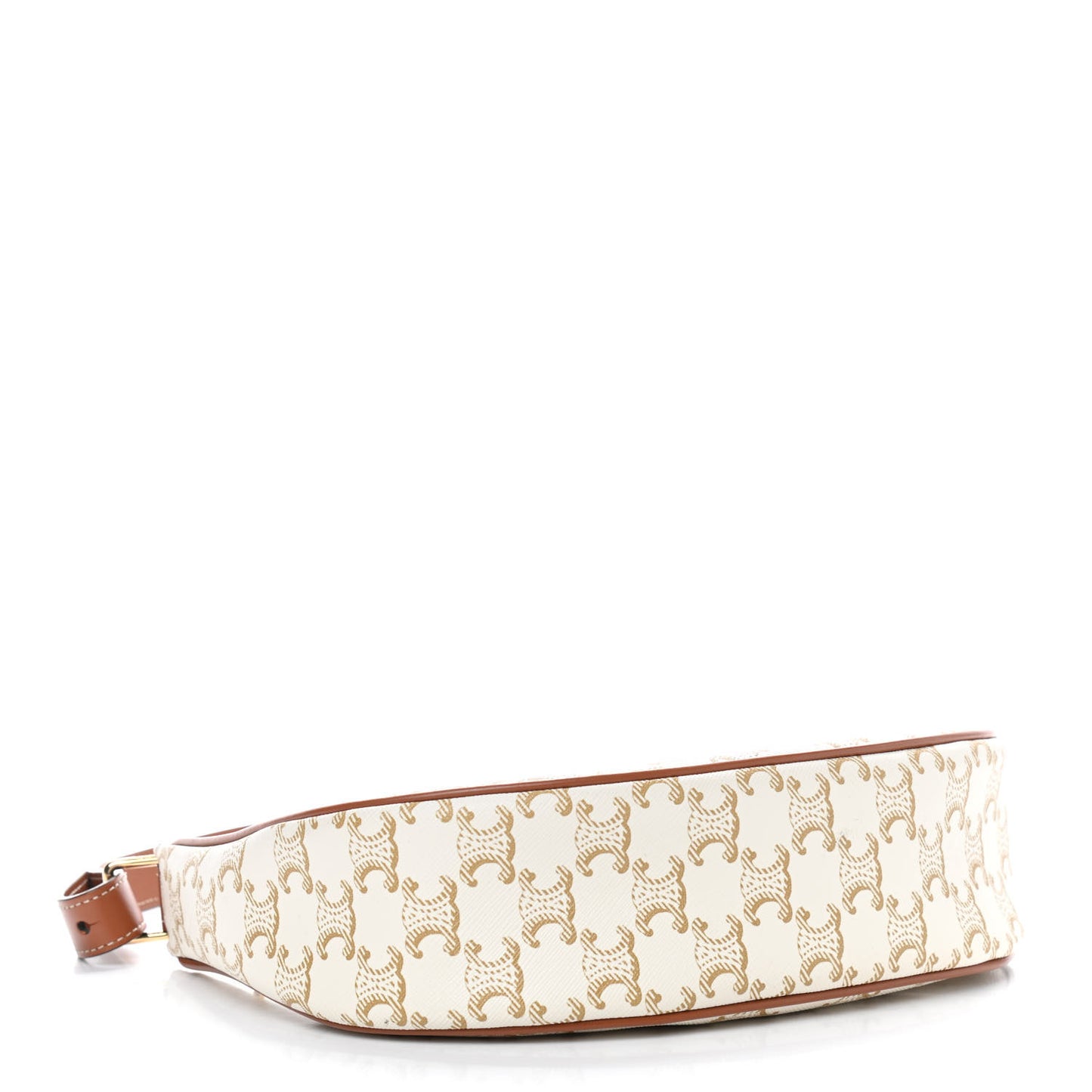 Canvas Calfskin Ava Triomphe Shoulder Bag White