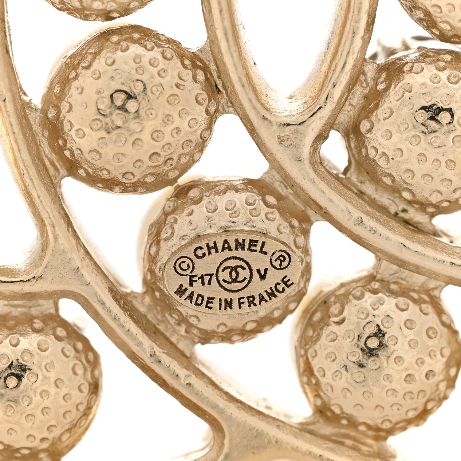 Chanel Pearl Resin Crystal CC Brooch Gold 4 of 4
