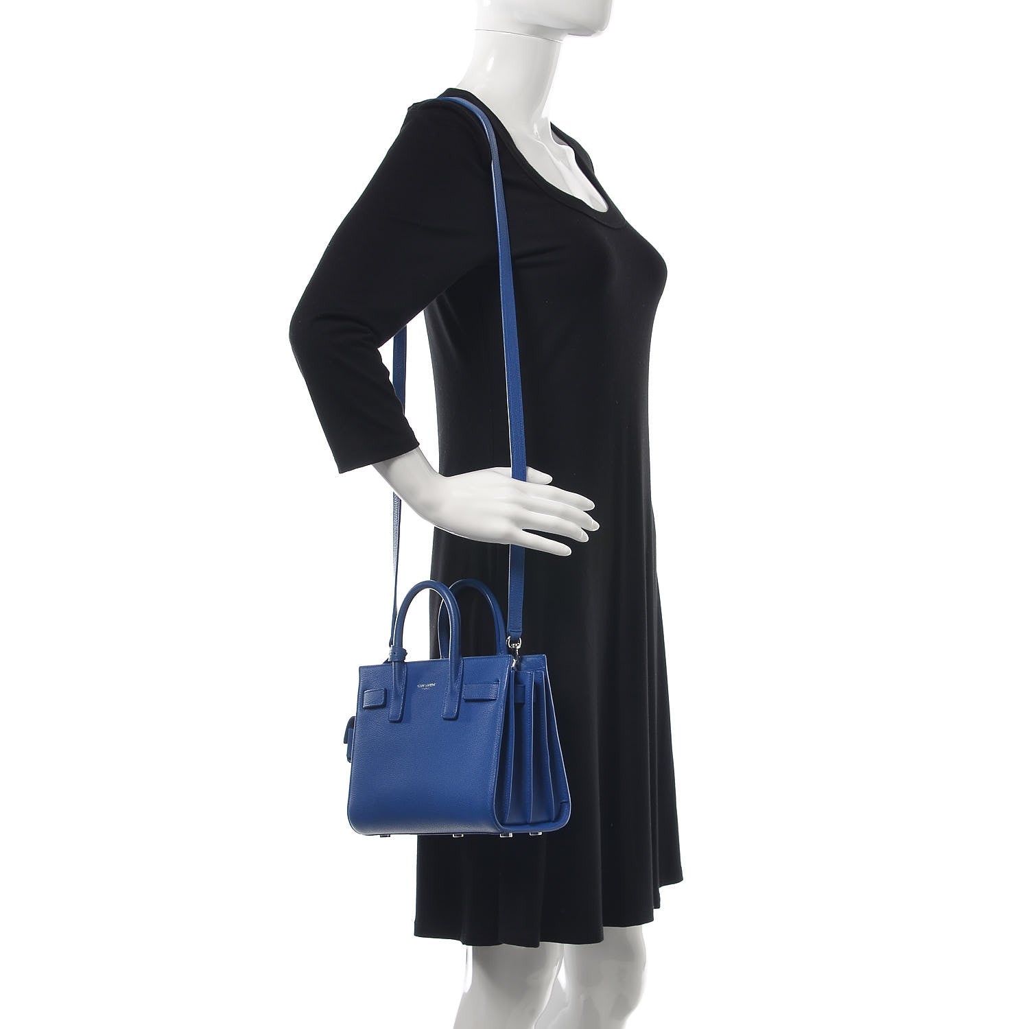 Saint Laurent Grained Calfskin Nano Sac De Jour Royal Blue 2 of 14