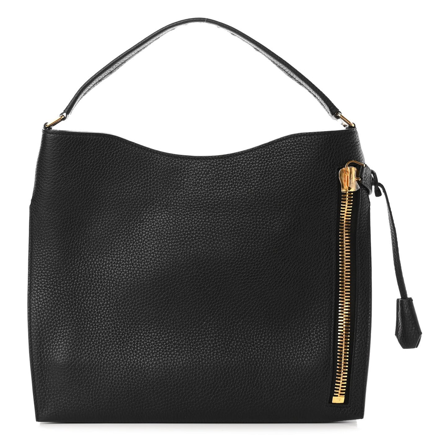 Pebbled Calfskin Small Alix Padlock Zip Hobo Bag Black