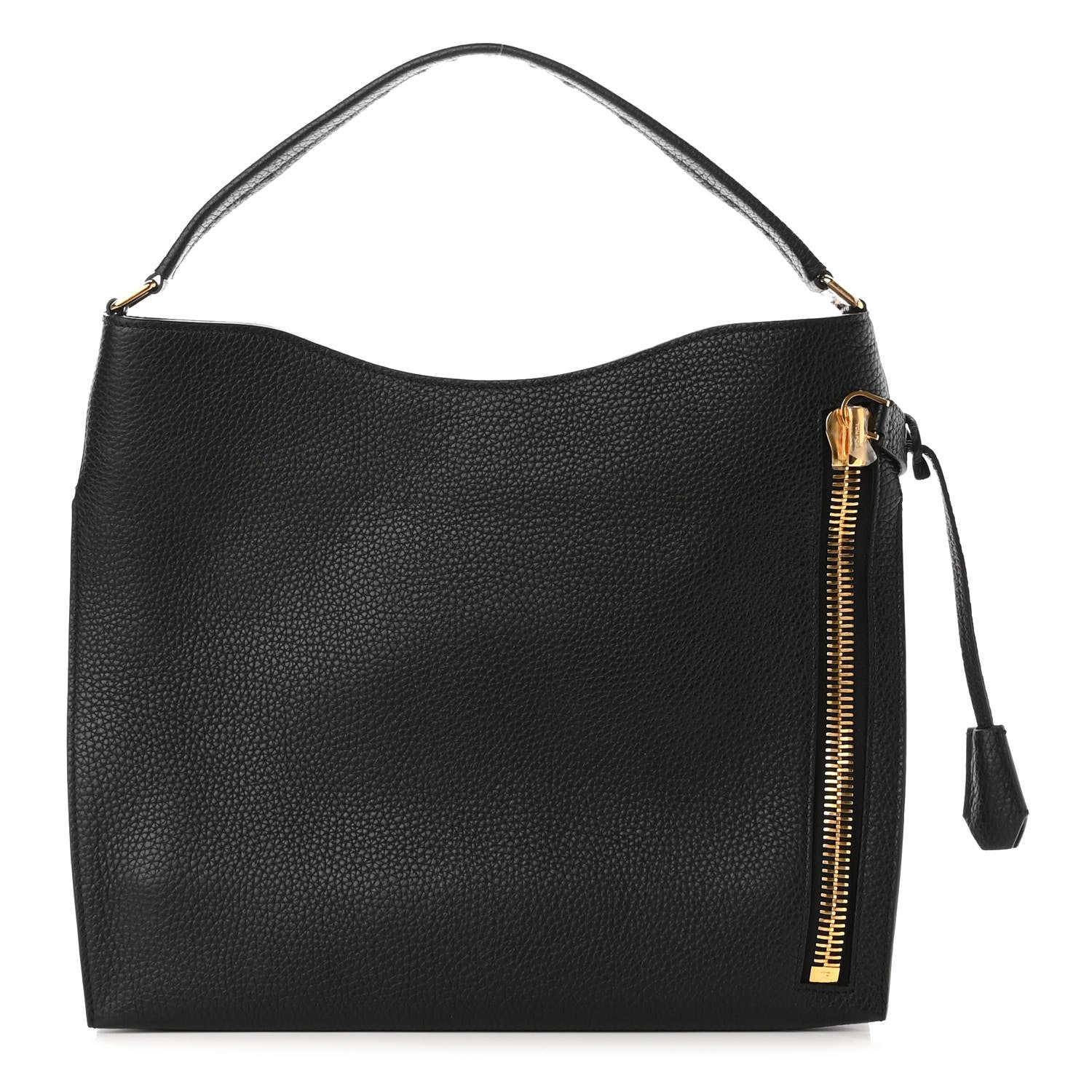 Tom Ford Pebbled Calfskin Small Alix Padlock Zip Hobo Bag Black 3 of 10