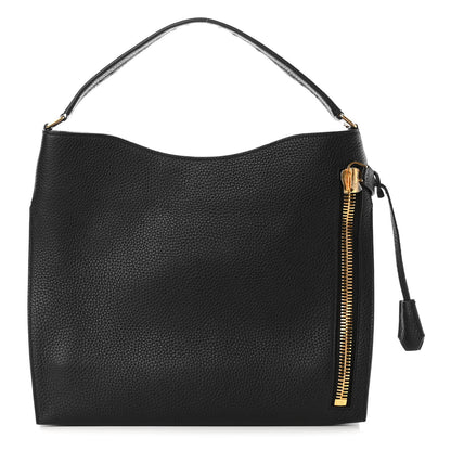 Tom Ford Pebbled Calfskin Small Alix Padlock Zip Hobo Bag Black 3 of 10