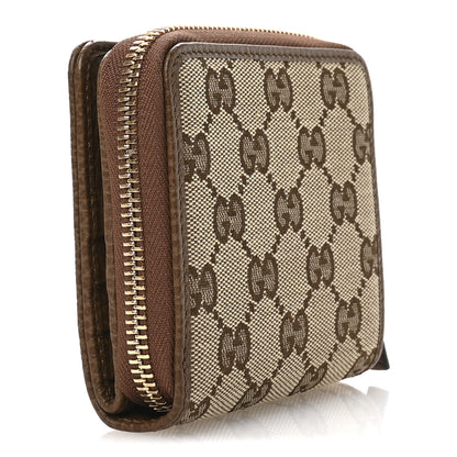 Gucci Monogram Dollar Calfskin Zip Around French Wallet Beige Ebony Tabacco 3 of 8