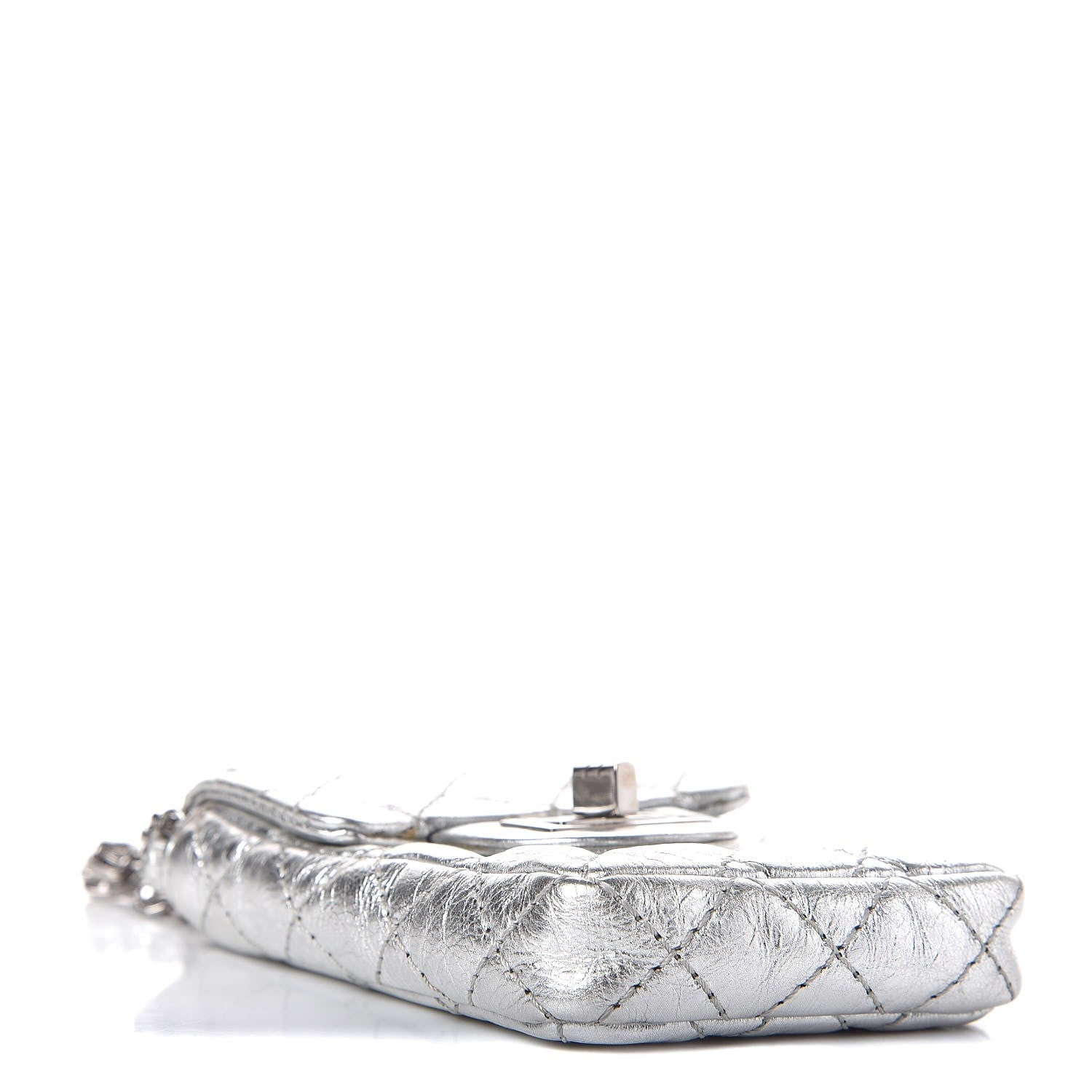 Chanel Metallic Aged Calfskin Quilted 2.55 Reissue Phone Case Silver 4 of 10