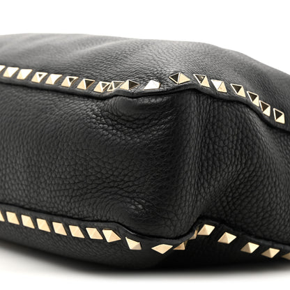 Valentino Garavani Pebbled Calfskin Small Rockstud Flip-Lock Messenger Bag Black 9 of 12