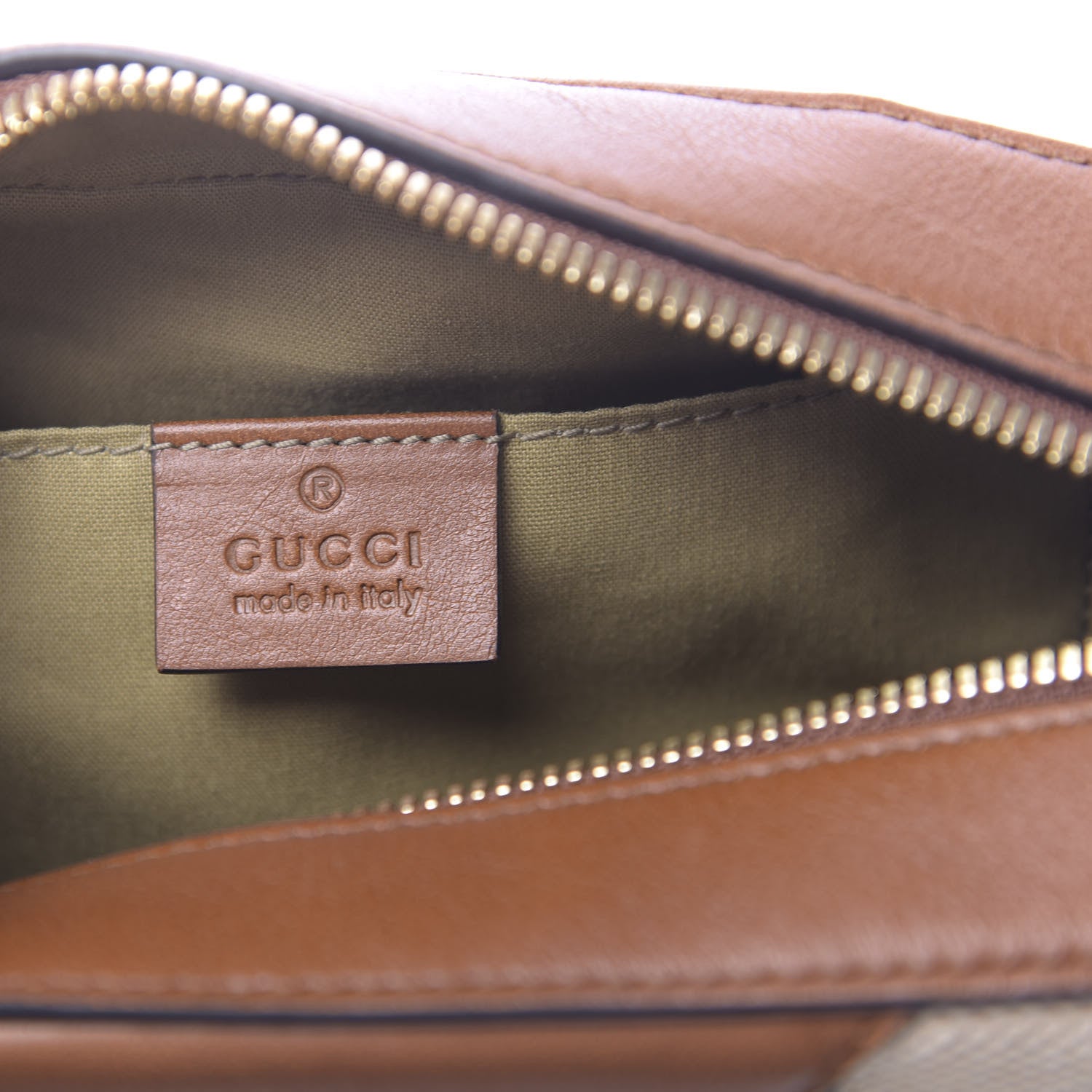 Gucci Vintage Canvas Web Shoulder Bag Sand Cuir 6 of 10