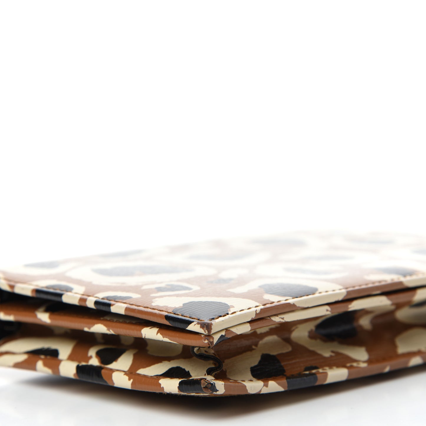 Patent Leopard Print Betty Chain Wallet Tobacco Black