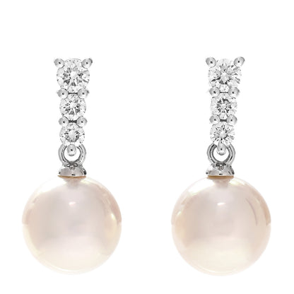 Mikimoto 18K White Gold Diamond Akoya Pearl 8mm Morning Dew Earrings 1 of 5