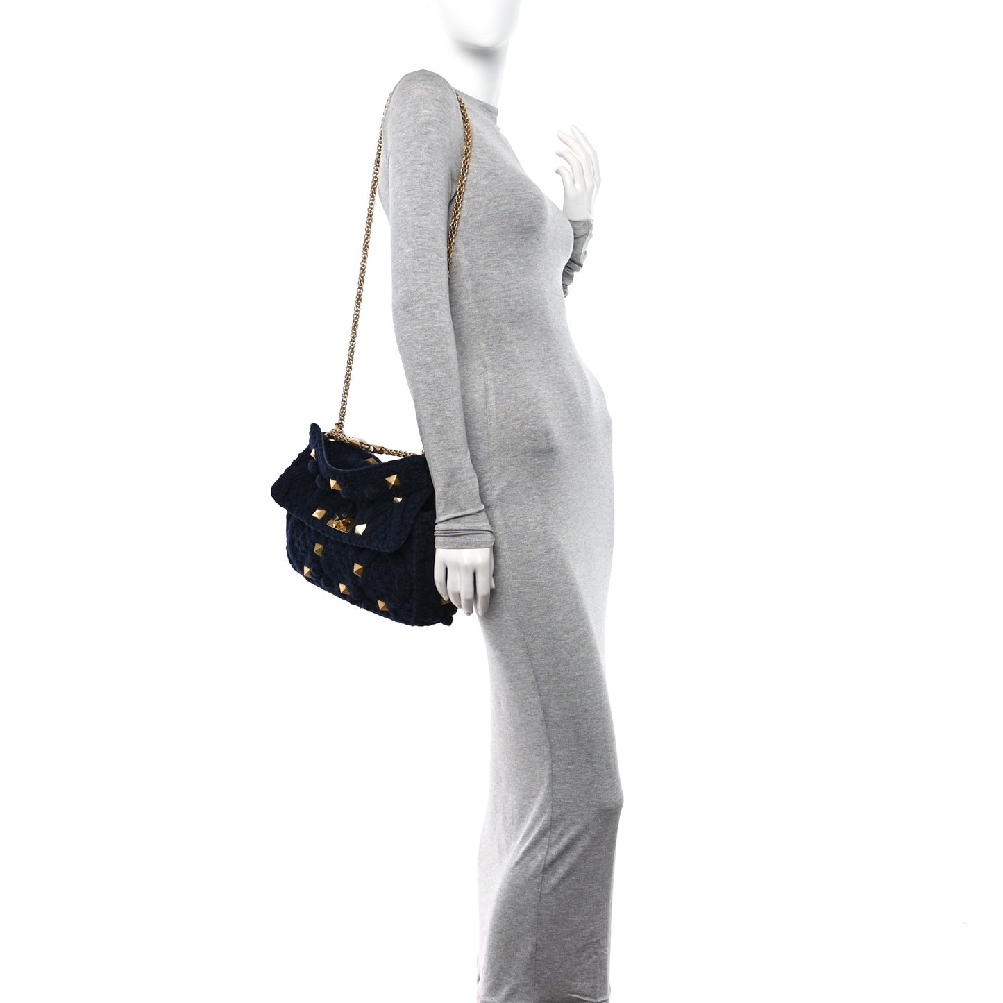 Cashmere Medium Roman Stud Shoulder Bag Marine