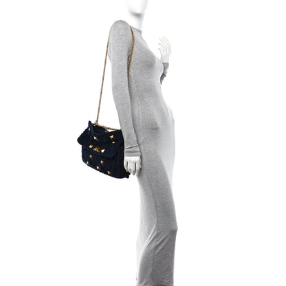 Valentino Garavani Cashmere Medium Roman Stud Shoulder Bag Marine 2 of 12