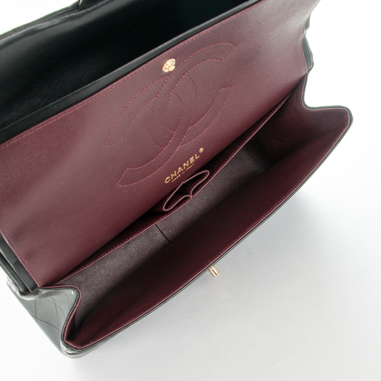 Lambskin Quilted Jumbo Double Flap Black