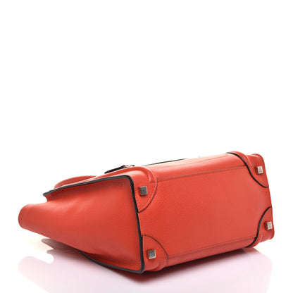 Celine Drummed Calfskin Micro Luggage Vermillion 4 of 13