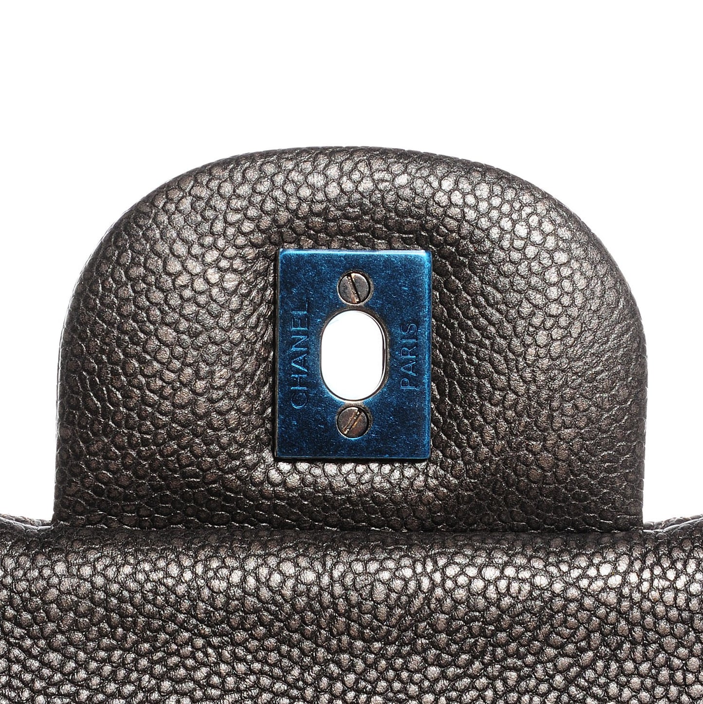 Caviar Jumbo Double Flap Dark Silver