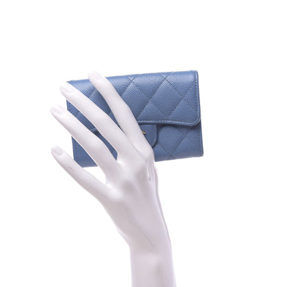 Chanel Caviar Quilted Flap Card Holder Blue 2 of 9