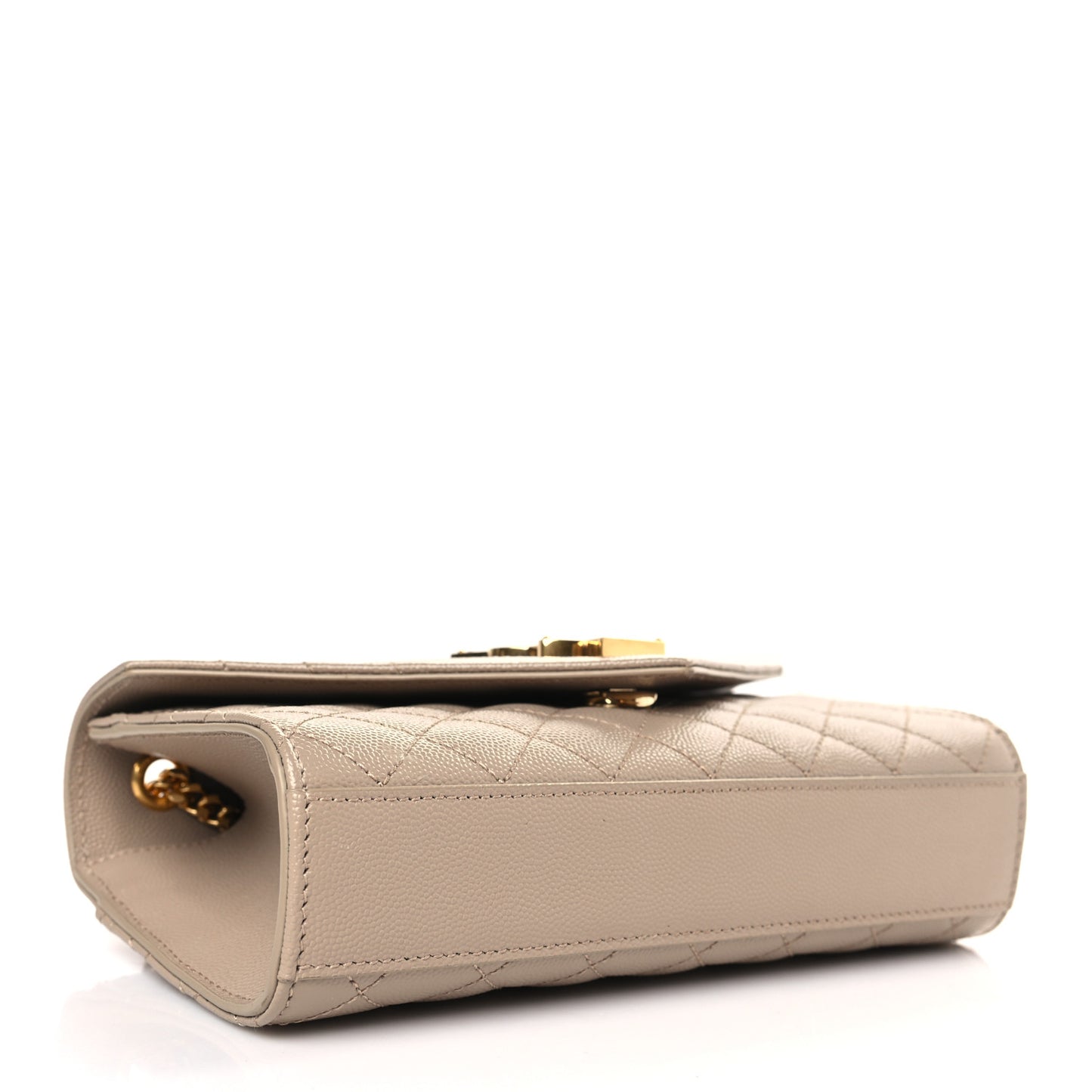 Grain De Poudre Textured Mixed Matelasse Triquilt Small Monogram Satchel Dark Beige