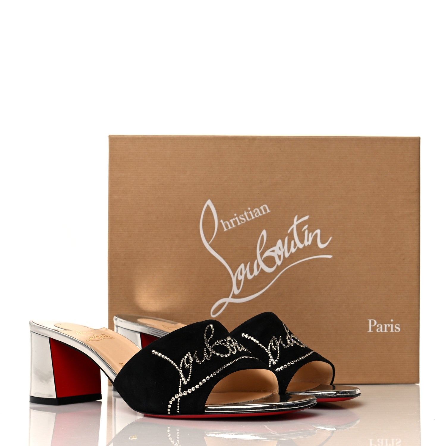 Christian Louboutin Veau Velours Specchio Dear Home 55 Sandals 41 Black Crystal 8 of 8