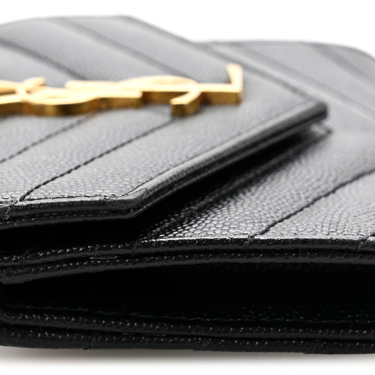 Grain De Poudre Matelasse Chevron Small Monogram Envelope Wallet Black