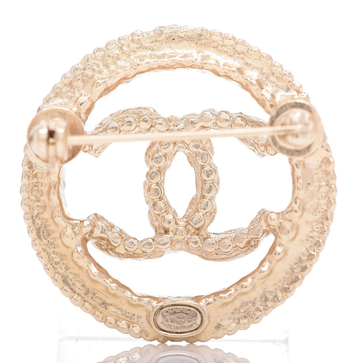 Crystal Pearls CC Brooch Light Gold Blue