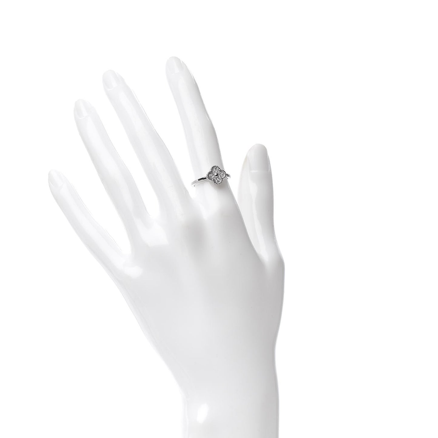 18K White Gold Diamond Sweet Alhambra Ring 50 5.25