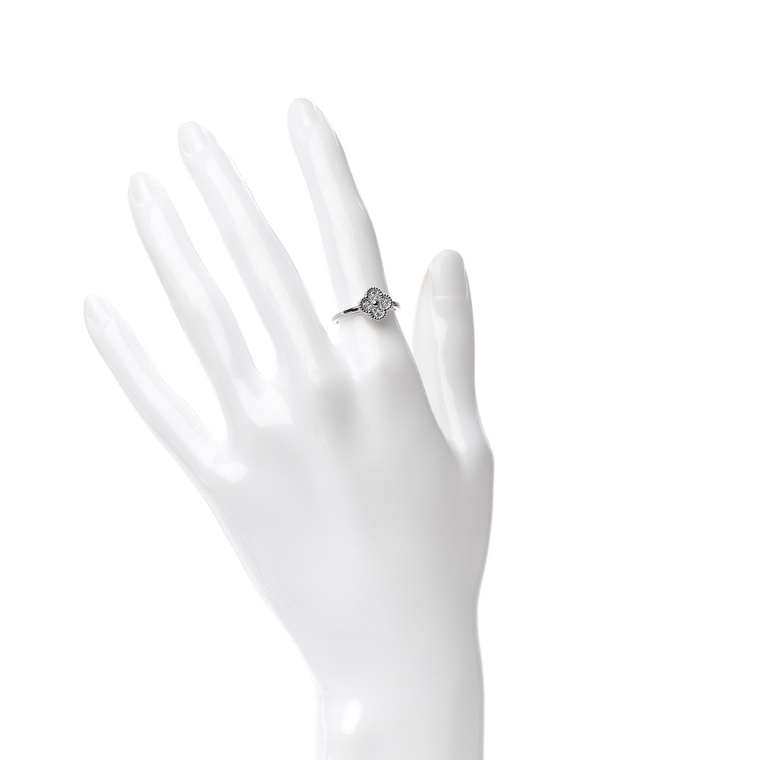 Van Cleef & Arpels 18K White Gold Diamond Sweet Alhambra Ring 50 5.25 2 of 7