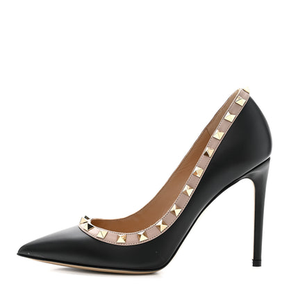 Valentino Garavani Nappa Rockstud 100mm Pumps 37 Black Poudre 1 of 9