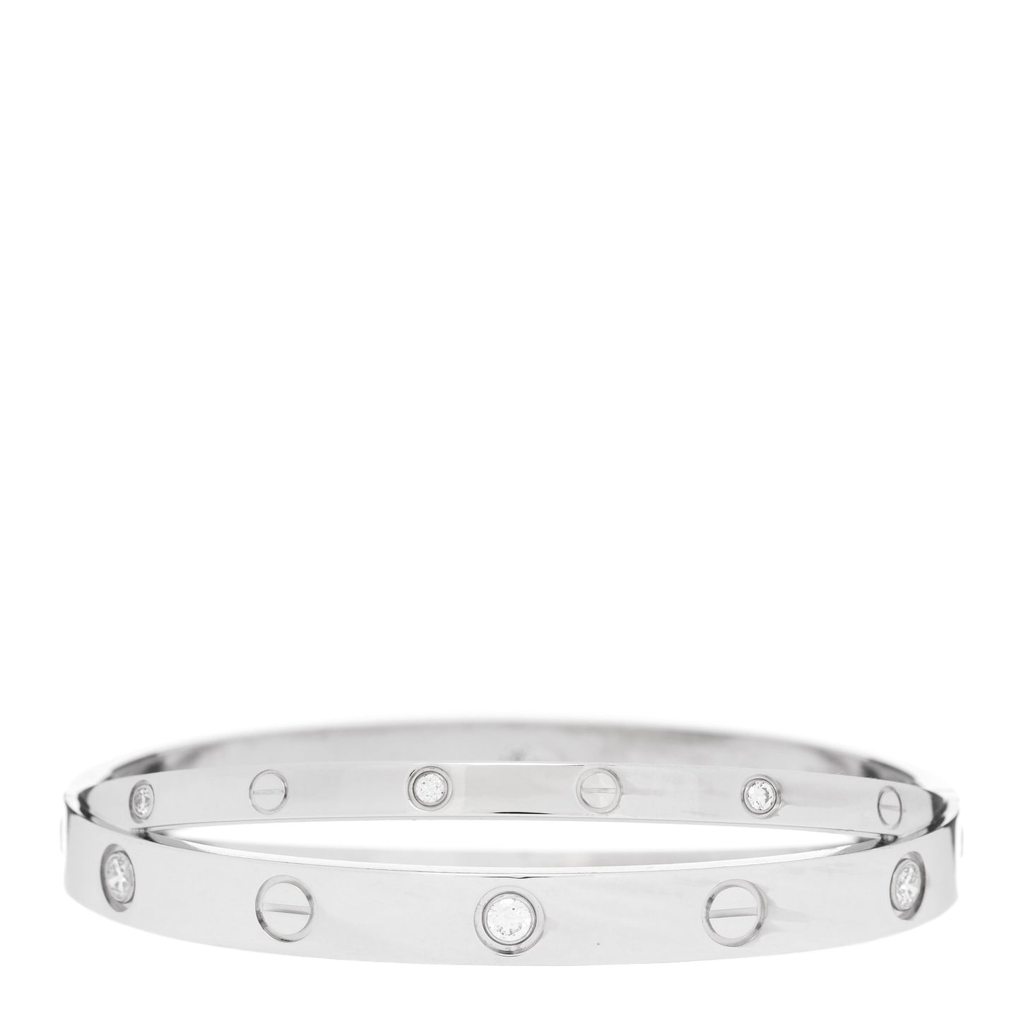 18K White Gold 12 Diamond Double LOVE Bracelet 16