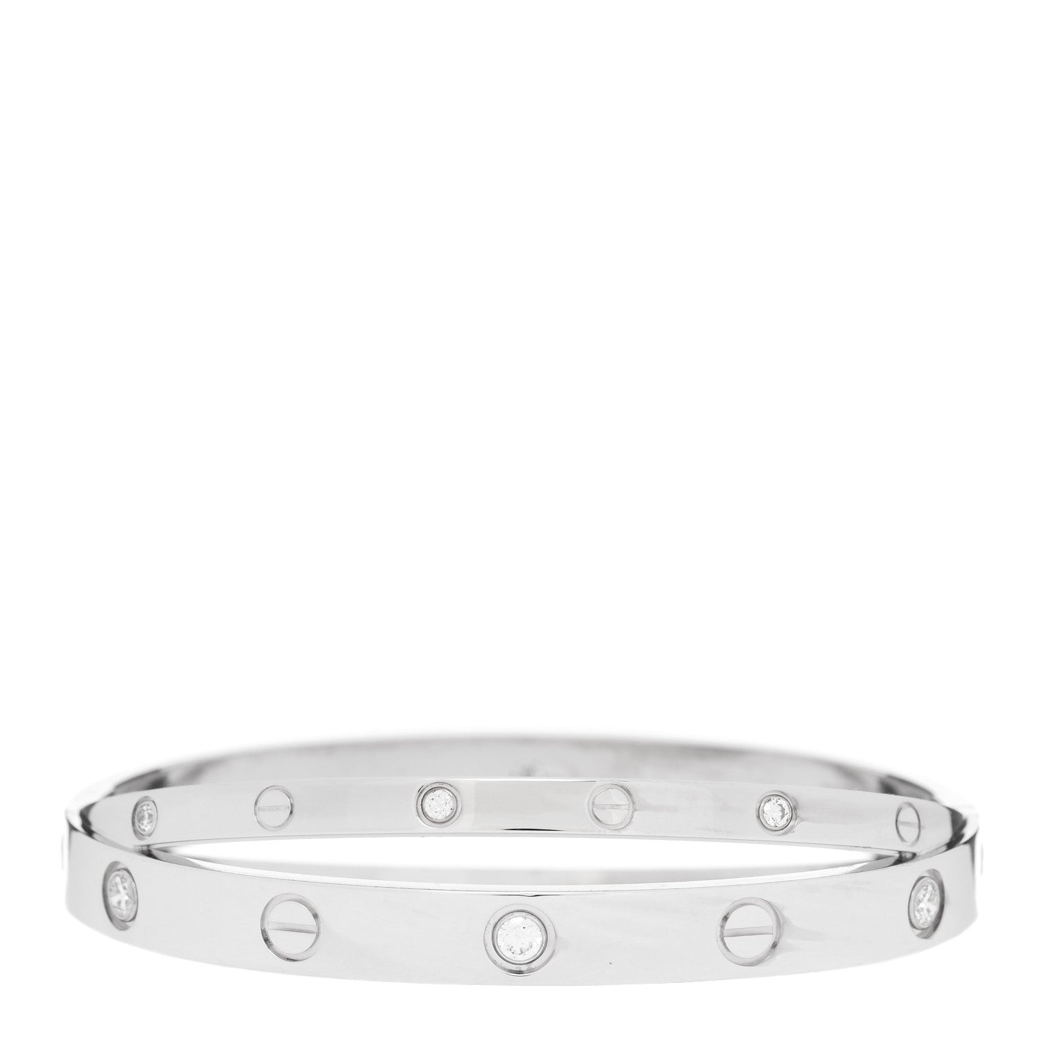Cartier 18K White Gold 12 Diamond Double LOVE Bracelet 16 2 of 9