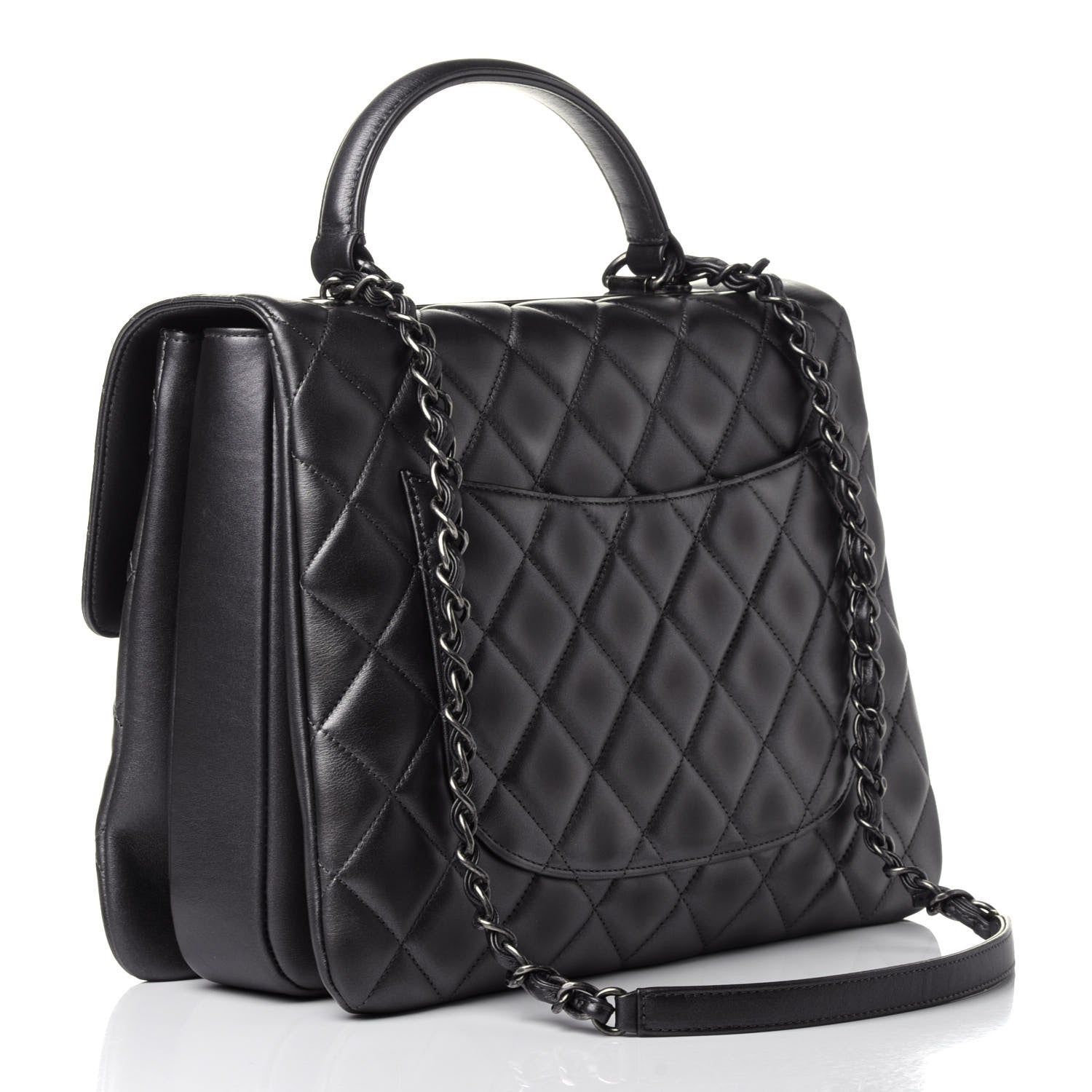 Chanel Metallic Calfskin Quilted Large Trendy CC Flap Dual Handle Bag Dark Silver 2 of 11
