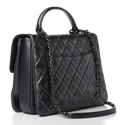 Chanel Metallic Calfskin Quilted Large Trendy CC Flap Dual Handle Bag Dark Silver 2 of 11
